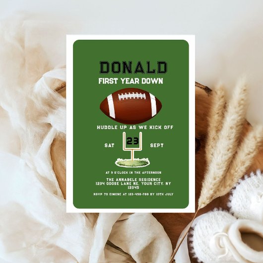 First Year Down Football 1st Birthday  Kaart