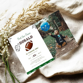 First Year Down Football 1st Birthday Kaart