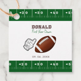 First Year Down Football Birthday Bedankjes Labels
