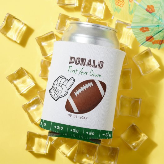 First Year Down Football Birthday Blikjeskoeler (Insitu Zomer)
