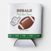 First Year Down Football Birthday Blikjeskoeler (Voorkant)