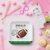 First Year Down Football Birthday  Papieren Bordje (Feest)