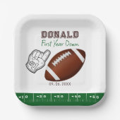 First Year Down Football Birthday  Papieren Bordje (Voorkant)