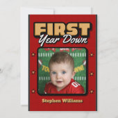 First Year Down - Football with Photo Invitation Kaart (Achterkant)