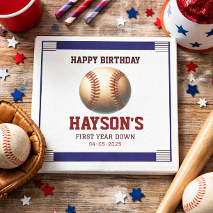 First Year Down Honkbal 1e Verjaardagsfeestje Servet