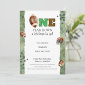 First Year Down Invitation • Football 1st Birthday Kaart (Staand voorkant)