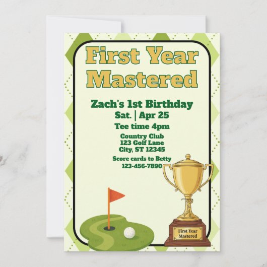 First Year Mastered, Golfing 1st Birthday Kaart (Voorkant)