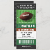 First Year Touchdown Football Ticket 1st Birthday Kaart (Voorkant / Achterkant)