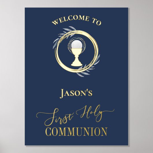 FirstHoly Communion gouden folie details welkom te Folie Afdrukken (Voorkant)