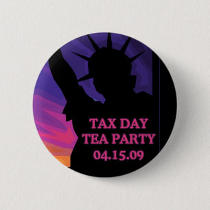 Fiscale Dag Tea Partij - Vrijheidsbeeld Ronde Button 5,7 Cm