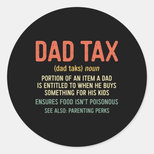 Fiscale definitie Vaderdag Shirt 2 Ronde Sticker (Voorkant)