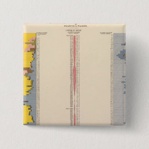 Fiscale grafiek, statistische Amerikaanse grafiek Vierkante Button 5,1 Cm