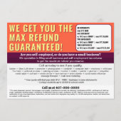 Fiscale voorbereiding bewerkbare e-file flyer programmakaart (Achterkant)