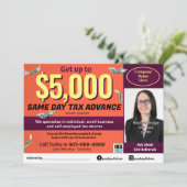 Fiscale voorbereiding bewerkbare e-file flyer programmakaart (Staand voorkant)