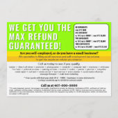 Fiscale voorbereiding bewerkbare e-file flyer programmakaart (Achterkant)