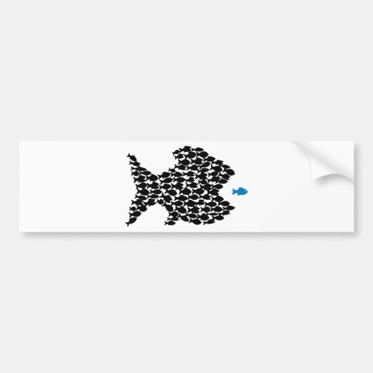 fisch fish schwarm fishing school bumpersticker (Voorkant)