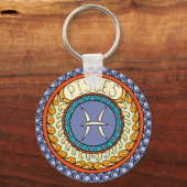 Fische Pisces Sternzeichen farbenfrohes Mandala Sleutelhanger (Voorkant)