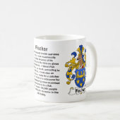 Fischer Family Crest over een mok (Voorkant rechts)