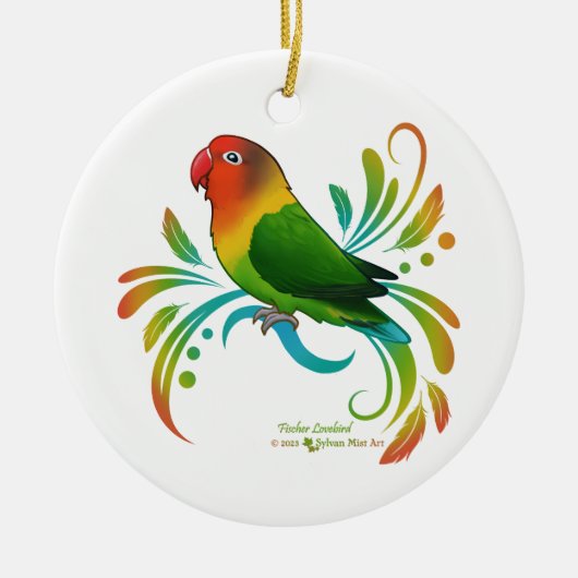 Fischer Lovebird Keramisch Ornament (Voorkant)