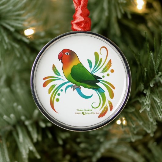 Fischer Lovebird Metalen Ornament (Boom)