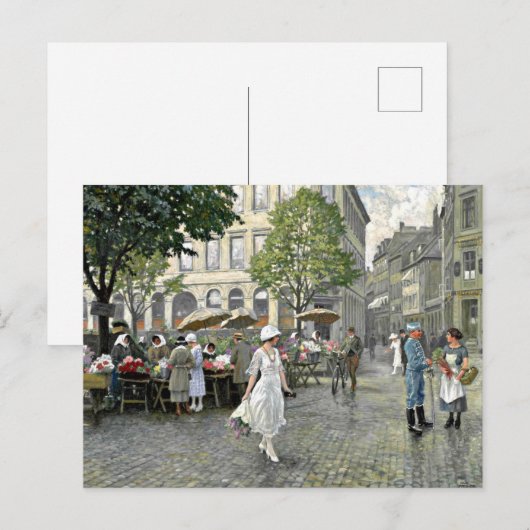 Fischer - Market Day in Hojbro Plads in Kopenhagen Briefkaart (Voorkant / Achterkant)