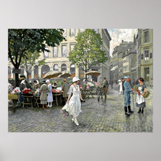 Fischer - Market Day in Hojbro Plads in Kopenhagen Poster (Voorkant)