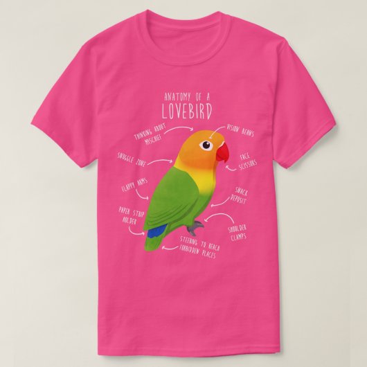 Fischers Lovebird Parrot Anatomie T-shirt (Design voorkant)