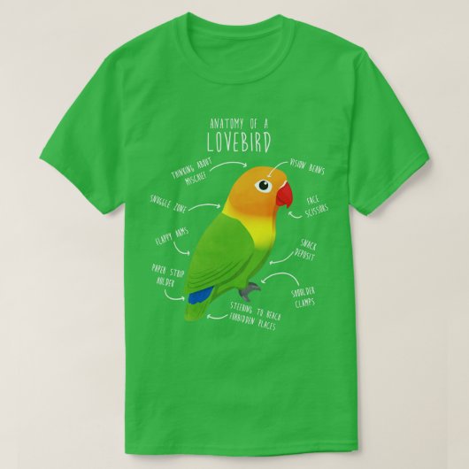 Fischers Lovebird Parrot Anatomie T-shirt (Design voorkant)
