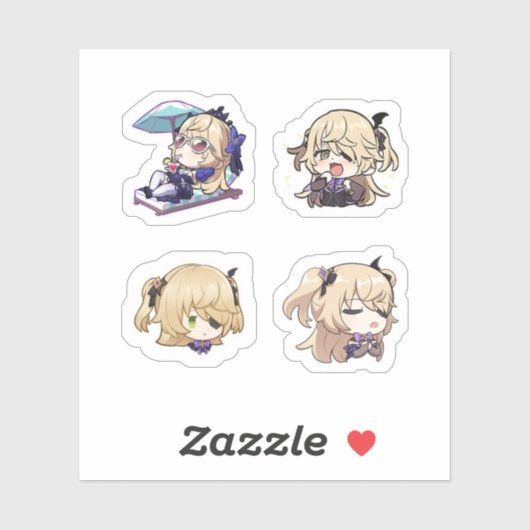 Fischl Genshin Impact 4 stuks stickerblad Extra P Sticker (Vel)