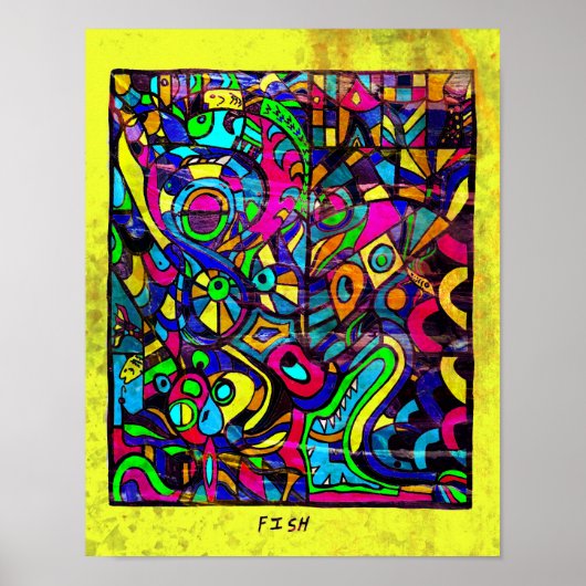 Fish Abstract Art Poster 11 x 14 (Voorkant)