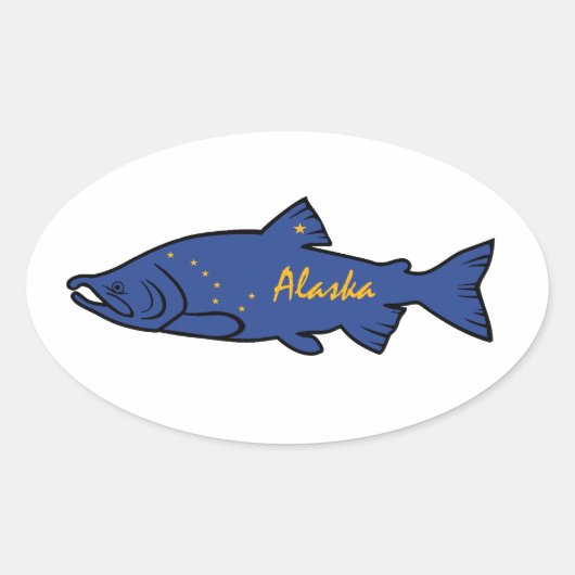 Fish Alaska Salmon Ovale Sticker (Voorkant)