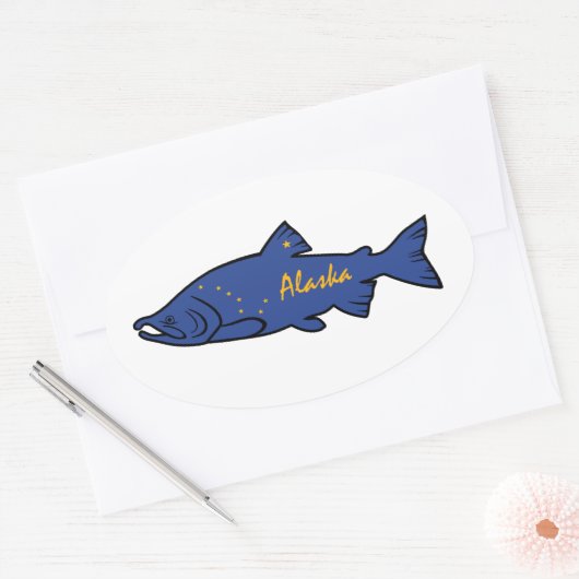 Fish Alaska Salmon Ovale Sticker (Envelop)