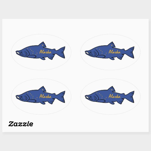 Fish Alaska Salmon Ovale Sticker (Vel)