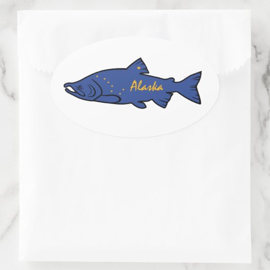 Fish Alaska Salmon Ovale Sticker (Tas)