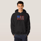 Fish America Flag Happy 4th Of July Patriotic Hoodie (Voorkant volledig)