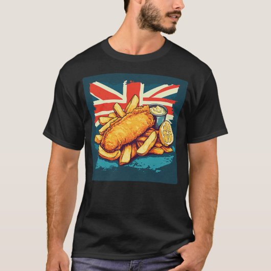 Fish and Chips Lover Classic British Food T-shirt (Voorkant)