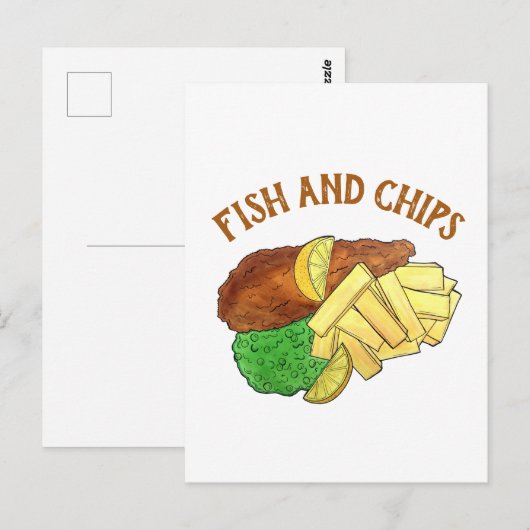 Fish and Chips Peas British Pub Chip Shop Takeaway Briefkaart (Voorkant / Achterkant)