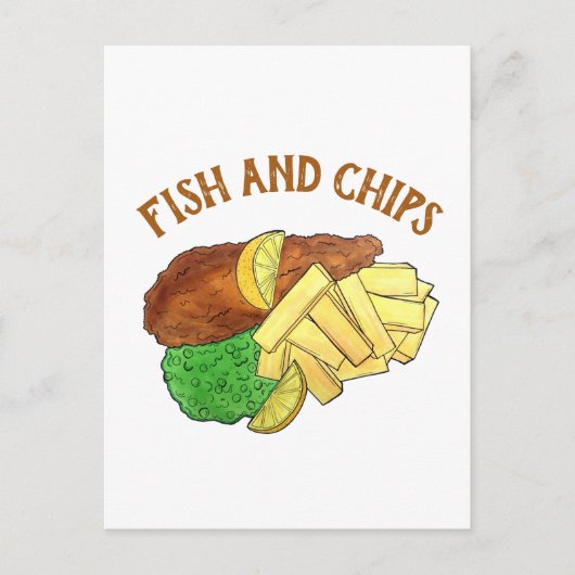 Fish and Chips Peas British Pub Chip Shop Takeaway Briefkaart (Voorkant)
