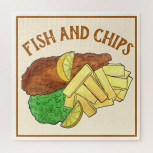 Fish and Chips Peas British Pub Chip Shop Takeaway Legpuzzel