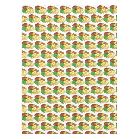 Fish and Chips Peas British Pub Chip Shop Takeaway Tafelkleed (Voorkant)