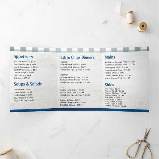 Fish and Chips Restaurant Eten of Afhalen Menu (Binnen)