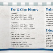 Fish and Chips Restaurant Eten of Afhalen Menu (Binnenkant midden)