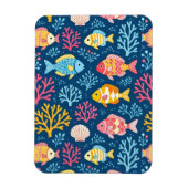 Fish and coral nautical blue magneet (Verticaal)