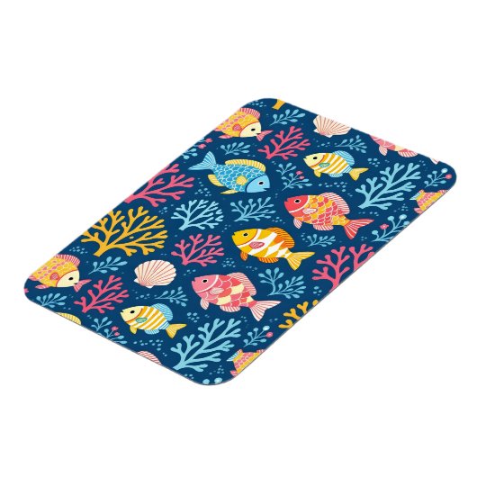 Fish and coral nautical blue magneet (Linkerzijde)