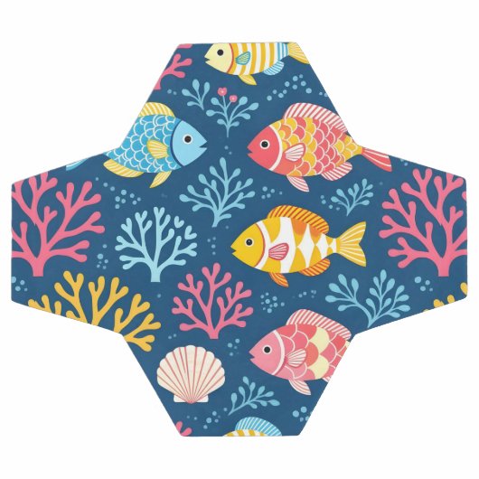 Fish and coral nautical blue voetbal (Enkel)