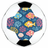 Fish and coral nautical blue voetbal (Voorkant)
