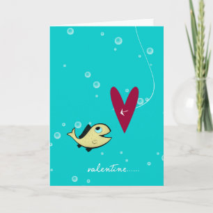 Fish and Heart Hook - Valentine's Day Card Feestdagen Kaart