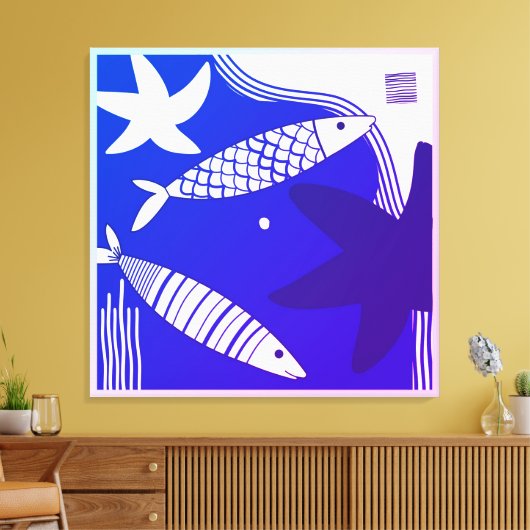 Fish and Star Fish Canvas Wall Art (Insitu (Woonkamer))