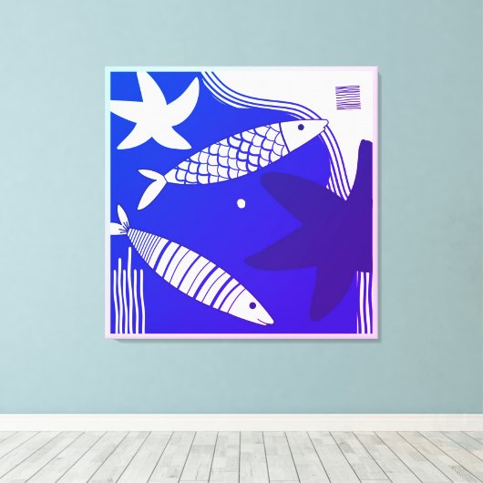 Fish and Star Fish Canvas Wall Art (Insitu (Houten vloer))
