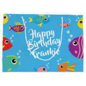 Fish Aquarium 1e verjaardag geschenk tas Groot Cadeauzakje (Achterkant)